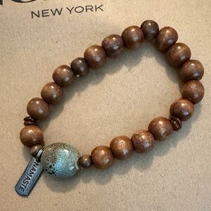 Wood & Metal Brown Earthy Beaded Stretch Bracelet